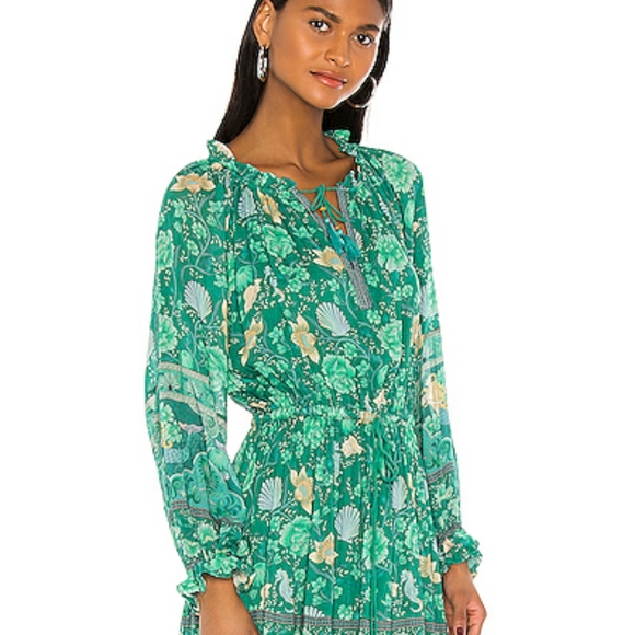 green emerald velvet dress SPELL Elysian Tunic Dress main image 1